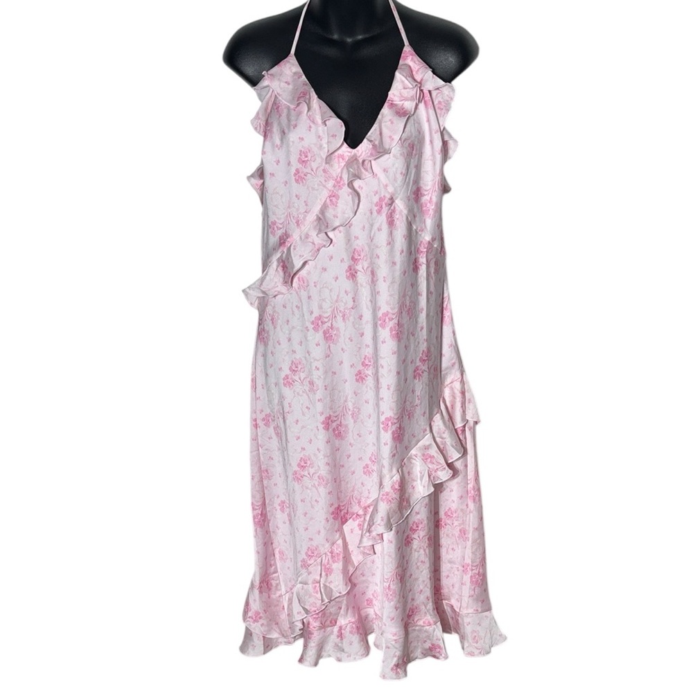 Victoria’s Secret pink x loveshackfancy satin ruffle midi dress coquette floral - Picture 2 of 9